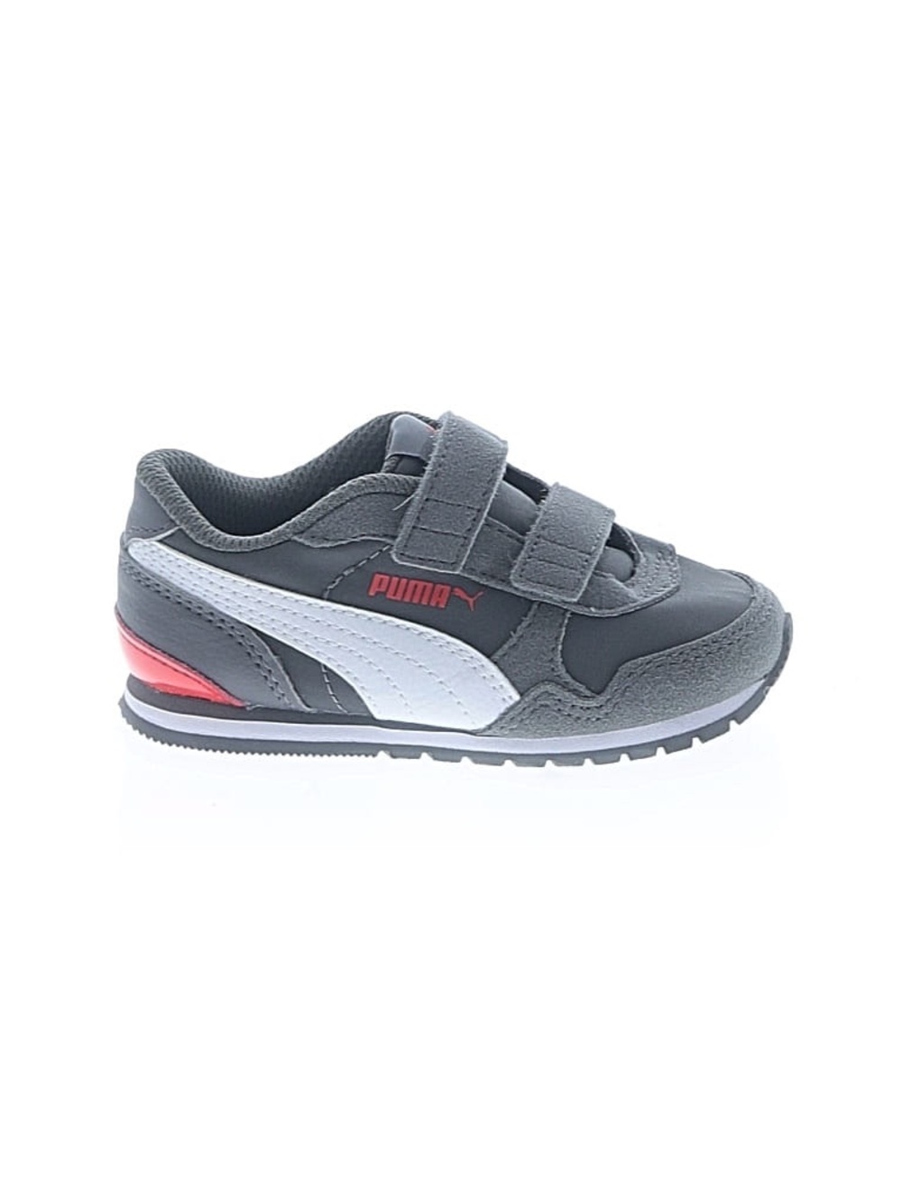 Puma Kids Gray White and Red Hook-and-Loop Sneakers. Size 8. NWOT